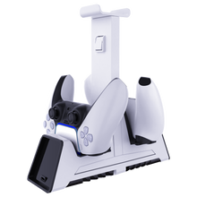 Load image into Gallery viewer, GHOST GEAR™ PS5 Dual Charger and Headphone Stand with Magnetic Induction Technology and Blue Gamer Glow LED
