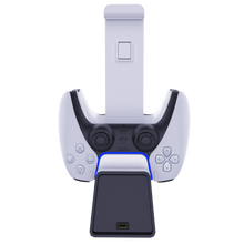 Load image into Gallery viewer, GHOST GEAR™ PS5 Dual Charger and Headphone Stand with Magnetic Induction Technology and Blue Gamer Glow LED

